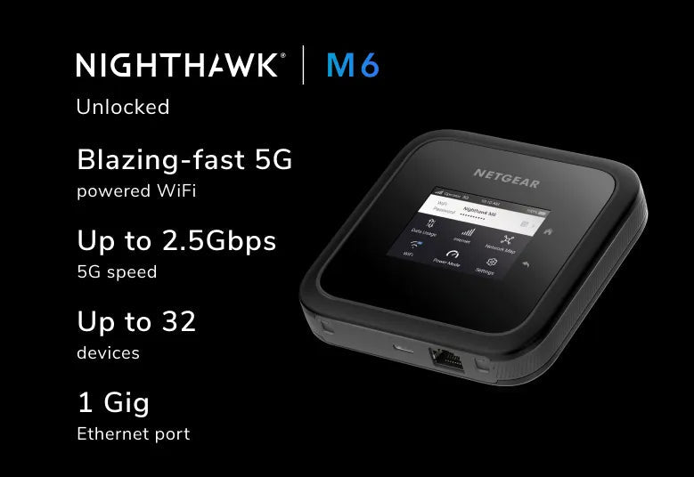 Netgear, Nighthawk M6, 5G, WiFi 6 Mobile Router. Unlocked. (MR6110) - tribz - NetGear 99760000078306